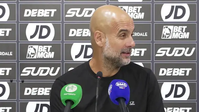 'Video thumbnail for Moment: Amusing answer as Pep considers new Premier League ball'