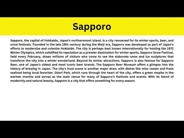 Video thumbnail for Short Paragraph on Sapporo