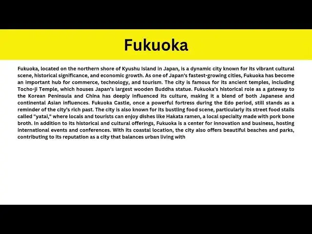 Video thumbnail for Short Paragraph on Fukuoka
