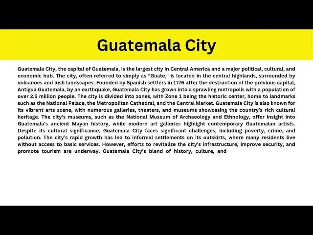 Video thumbnail for Short Paragraph on Guatemala City