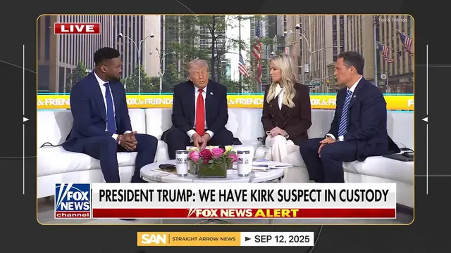 'Video thumbnail for Charlie Kirk shooting suspect in custody: Trump'