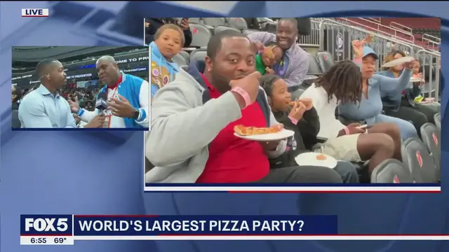 'Video thumbnail for Newark kids attempt Guinness World Record for largest pizza party'