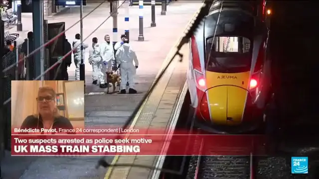 'Video thumbnail for UK: Two Britis arrested for train stabbing, police say not terrorist incident'