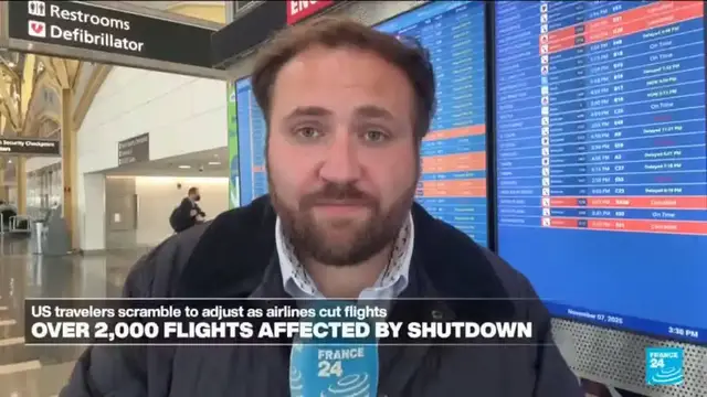 'Video thumbnail for Travelers brace for chaos as US government shutdown threatens holiday flights'