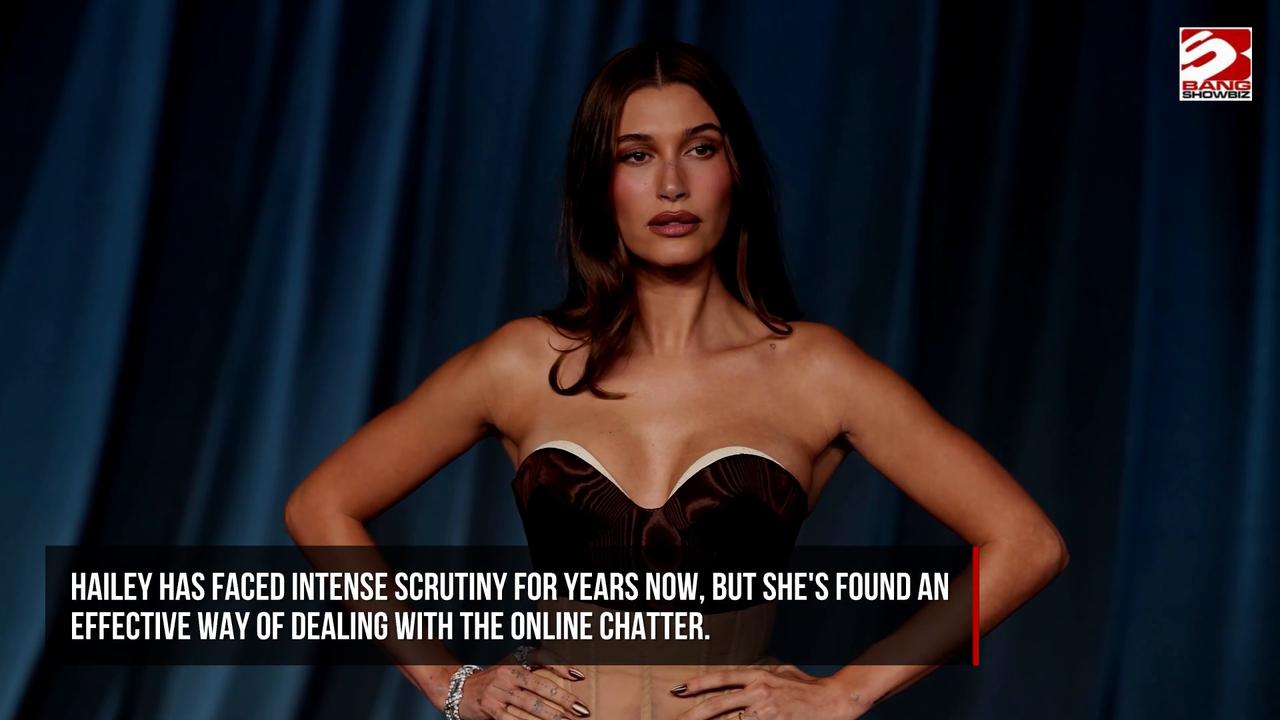 Video thumbnail for Hailey Bieber reveals how she copes with fame