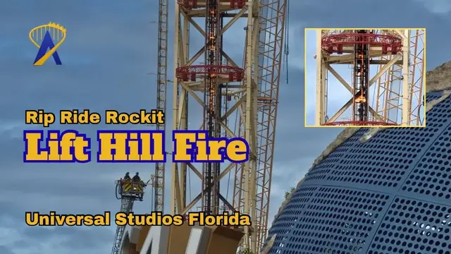 'Video thumbnail for Rip Ride Rockit Lift Hill Fire During Demolition at Universal Studios Florida'