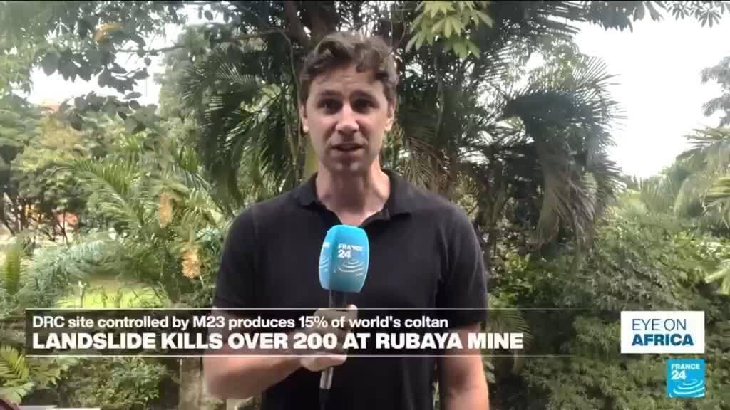 Video thumbnail for Mine collapses in eastern Congo, with official death toll disputed by M23 rebels