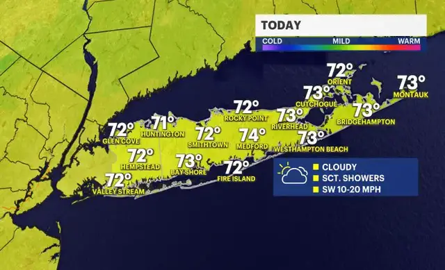 Video thumbnail for STORM WATCH: Showers continue today with a chance of a thunderstorm for Long Island