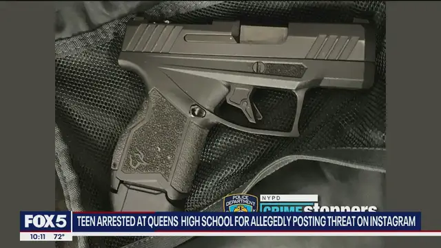 'Video thumbnail for Teen arrested at Queens high school after allegedly posting threat on Instagram'