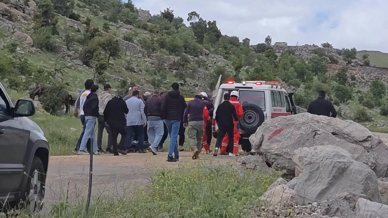 Video thumbnail for Lebanon: Lebanese Red Cross finds Syrian men hit by Israeli drone strike.