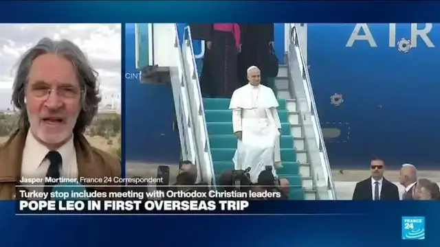 Video thumbnail for Pope XIV arrives in Turkey to mark Council of Nicea's anniversary