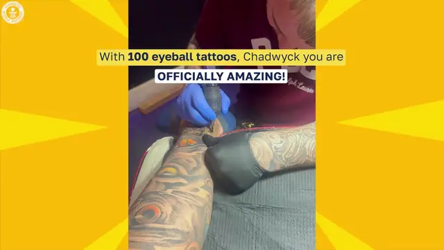 'Video thumbnail for He has 100 eyeball tattoos!'