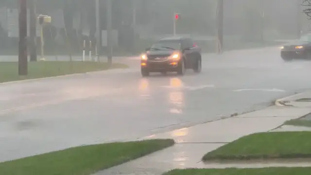 Video thumbnail for US: Heavy Downpour and Lightning Hit Highland, Indiana.