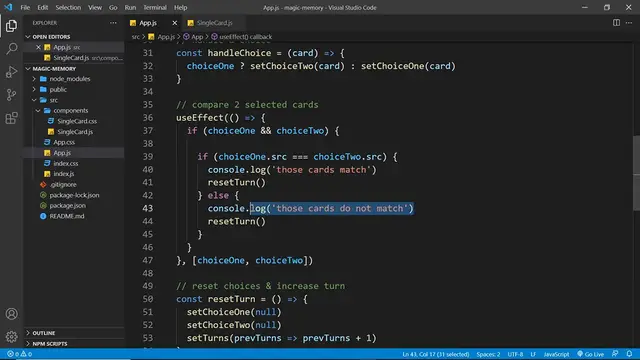 Video thumbnail for Build a Memory Game with React #7 - Matching Cards