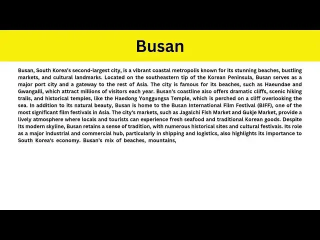 Video thumbnail for Short Paragraph on Busan