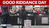 Video thumbnail for New Yorkers celebrate 'Good Riddance Day'