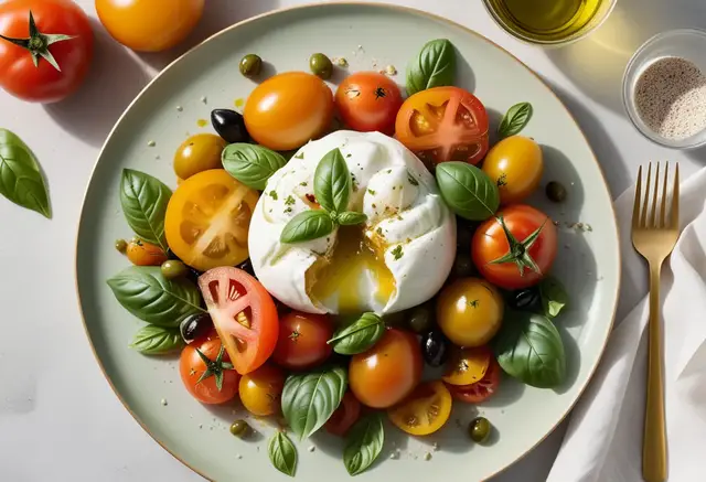 Video thumbnail for Fresh Burrata Salad with Heirloom Tomatoes
