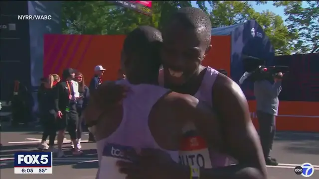 'Video thumbnail for Hellen Obiri sets course record, Benson Kipruto wins men’s title at NYC Marathon'