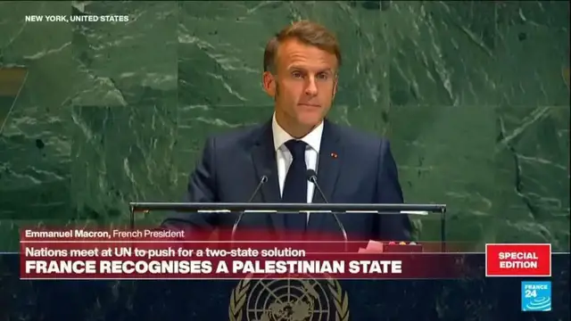 'Video thumbnail for Replay: France's Macron officially recognises state of Palestine at UN summit'