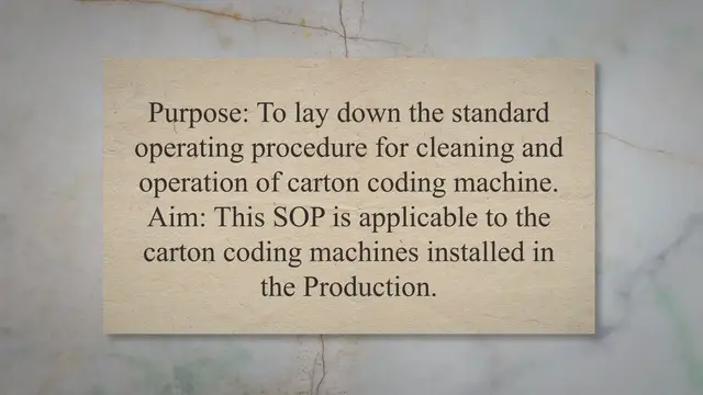 Video thumbnail for SOP on Cleaning and Operation of Carton Coding Machine