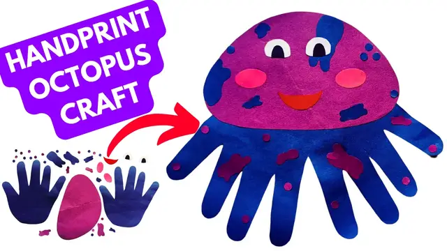 Video thumbnail for Handprint Paper Octopus Craft For KIDS
