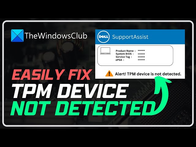 Video thumbnail for Fix Alert! TPM device is not detected error on Dell computers