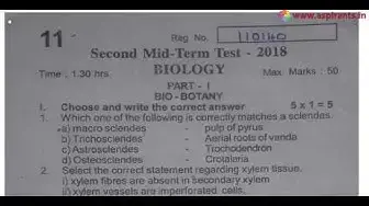 Video thumbnail for 11th Biology 2nd MidTerm Question Paper 2018-19 | Tirupur District | English Medium
