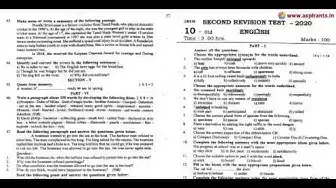 Video thumbnail for 10th English Second Revision Question Paper 2019-2020 | Salem District | Team Aspirants