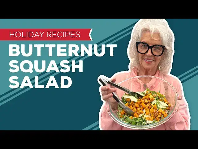 Video thumbnail for Holiday Cooking & Baking: Butternut Squash Salad with Apple, Pecans, and Parmesan Dressing