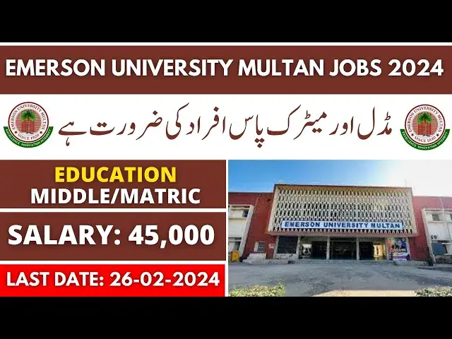 'Video thumbnail for Emerson University Multan Jobs 2024 Application Form Download | Multan Jobs Matric Pass'