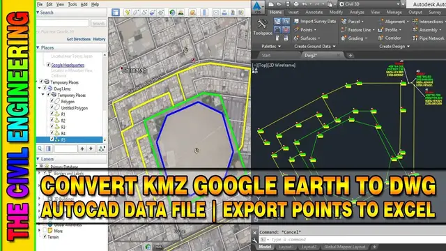 'Video thumbnail for How to Convert KMZ Google Earth to DWG AutoCAD File | Convert KMZ to Excel with Points and Elevation'