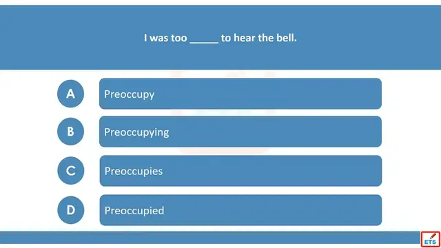 Video thumbnail for English Verb Tenses: Preoccupy, Preoccupies, Preoccupied, Preoccupying Quiz