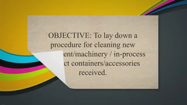 Video thumbnail for SOP on cleaning of new equipment/machinery