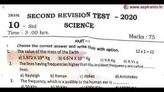 Video thumbnail for 10th Science Second Revision Question Paper 2019-2020 | Dharmapuri District | English Medium