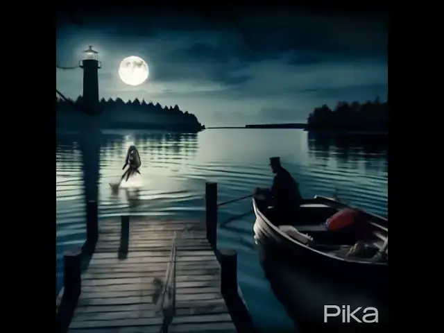 Video thumbnail for a scary image of a fisherman on a boat, with mermaid.  #halloween #scary #creepy #horror