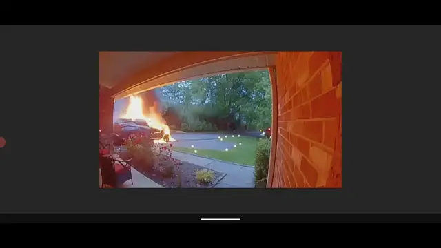 Video thumbnail for Nissan SUV catch on fire in family drive way car maker is investigating us today news