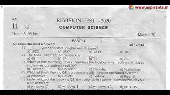 Video thumbnail for 11th Computer Science First Revision Question Paper 2019-20 | Salem District | English Medium