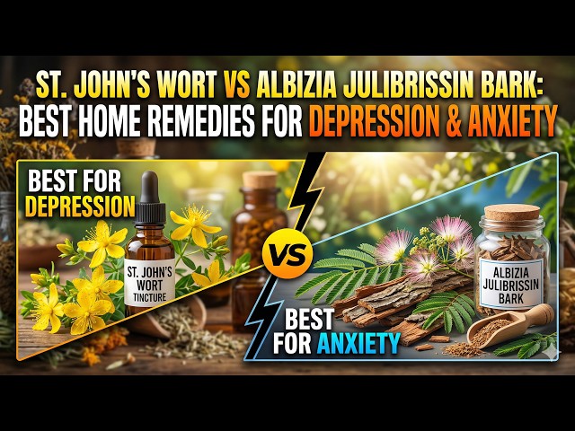 Video thumbnail for St. John's wort vs Albizia Julibrissin Bark: Best Home Remedies for Depression & Anxiety