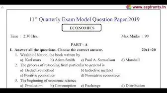 Video thumbnail for 11th Economics Quarterly Exam Model Question Paper 2019-20 | Pudukottai District | English Medium