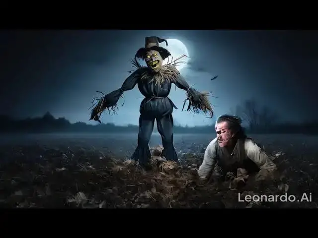 Video thumbnail for Scarecrow in the field  #halloween #scary #horror #3D