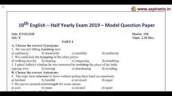 Video thumbnail for 10th English Half Yearly Exam Model Question Paper 2019-20 | Team Aspirants