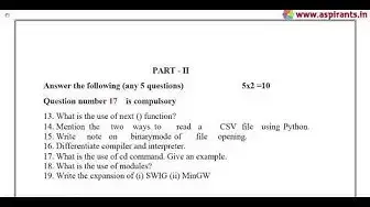 Video thumbnail for 12th Computer Science 2nd MidTerm 2019-20 Model Question Paper-2 | English Medium
