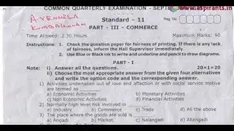 Video thumbnail for 11th Commerce Quarterly Exam Question Paper 2019-20 | English Medium | Team Aspirants