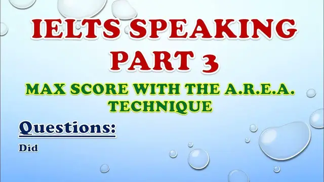 Video thumbnail for IELTS Speaking Part 3: Did you have any pets when you were a child? Answer with the AREA technique