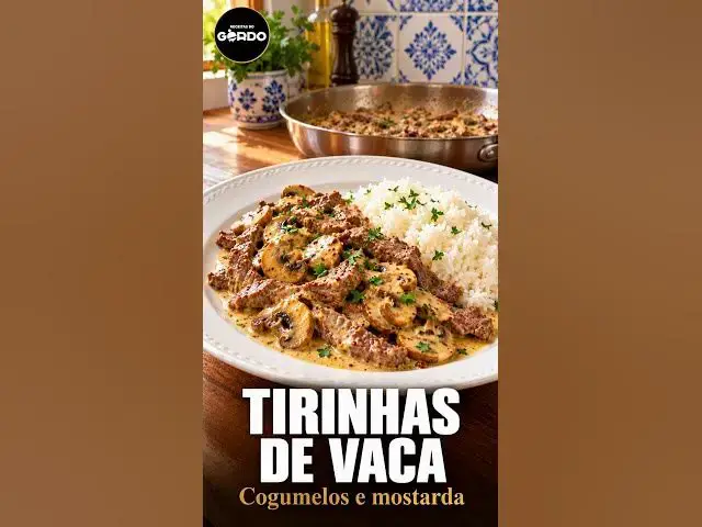 Video thumbnail for 🥩Tirinhas de vaca com cogumelos e molho de mostarda #ReceitasDoGordo #TirinhasDeVaca #CozinhaCaseira