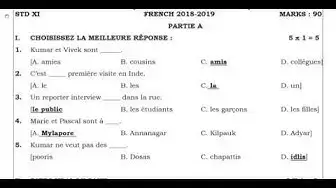 Video thumbnail for 11th French Quarterly Exam Answer keys 2018-19 | Kanchipuram District | Team Aspirants