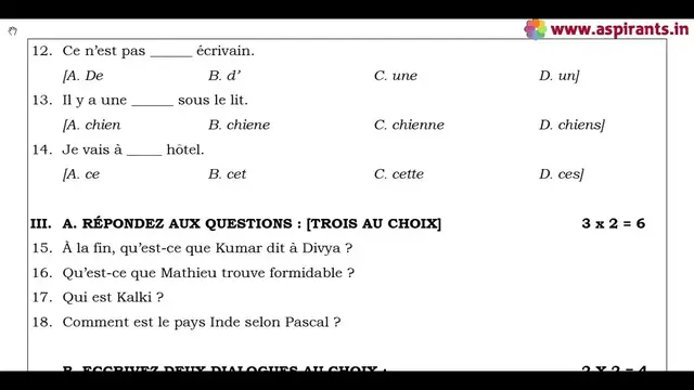 Video thumbnail for 11th French Quarterly Exam 2019-20 Model Question Paper 1 | Chennai District