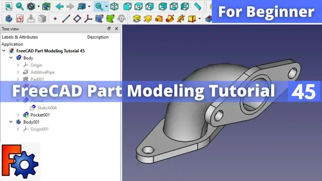 'Video thumbnail for Model Pipe with Flange in FreeCAD : (Gallery Serial No.28) | FreeCAD | Mechnexus |'