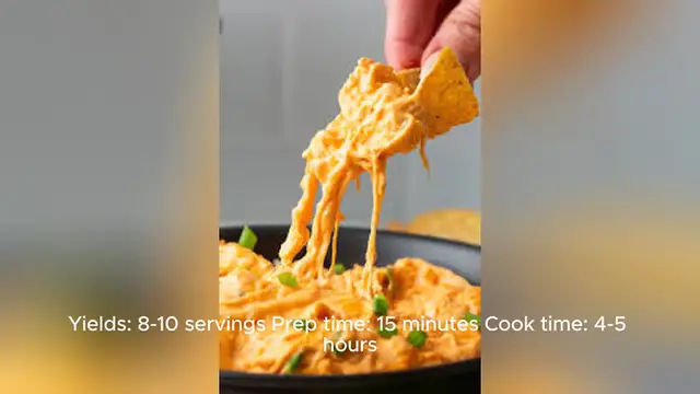 Video thumbnail for buffalo chicken wing dip crockpot recipe