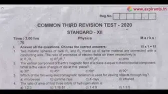 Video thumbnail for 12th Physics Third Revision Question Paper 2019-2020 | Thanjavur District | English Medium
